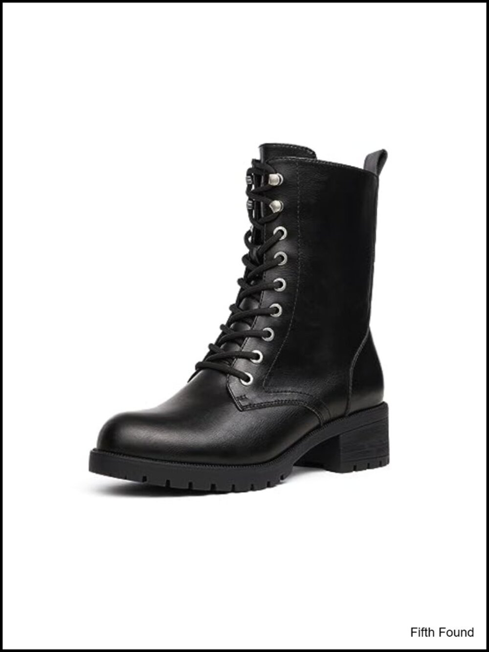 Women's Faux Leather Lace-up Combat Boots Mid-calf Winter Boots